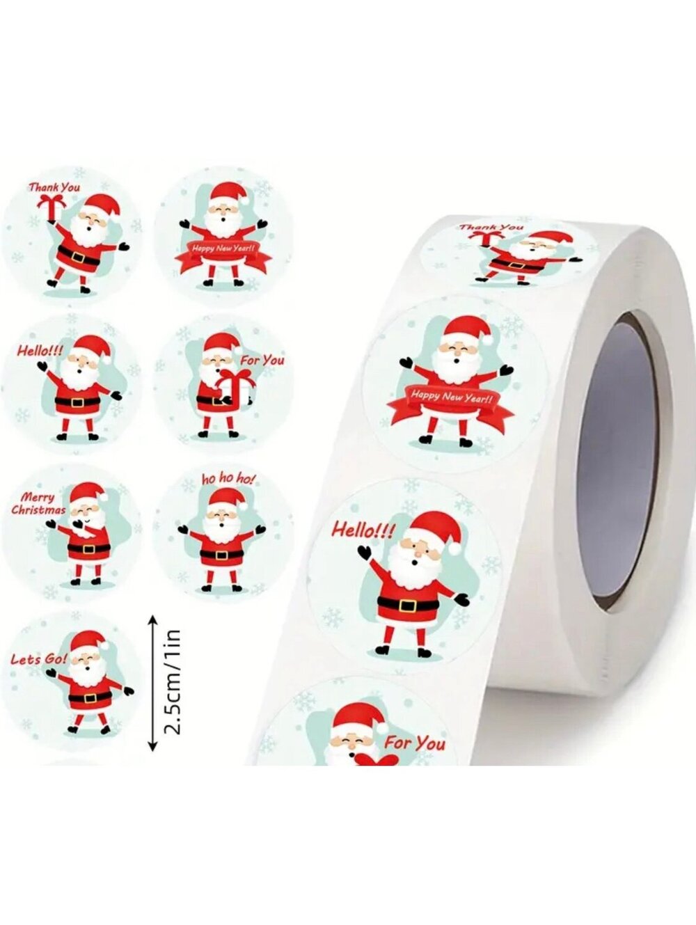 New - 250 Pcs Fun Vinyl Santa Stickers +50 Bonus Holiday Gift Sticker Tags
